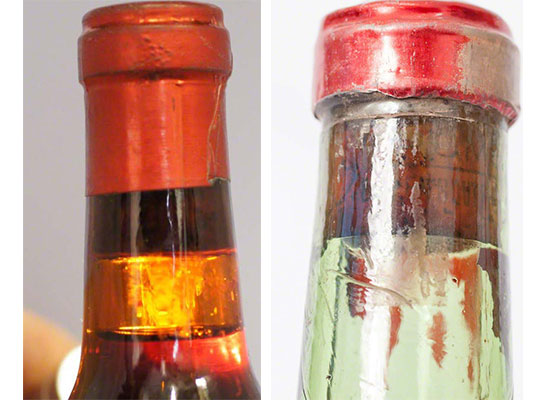 Counterfeit glasses from the same case of 1950 Petrus