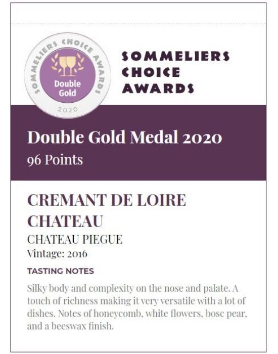 2016 CREMANT DE LOIRE CHATEAU Chardonnay Shelf Talker