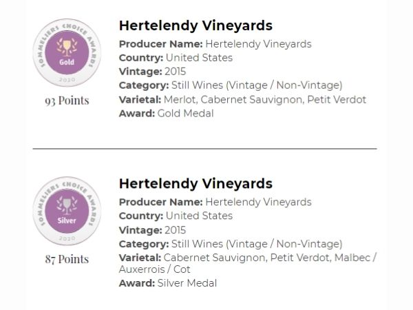 2015 Signature Mountain Blend & 2015 Cabernet Sauvignon both won medals at the 2020 Sommeliers Choice Awards