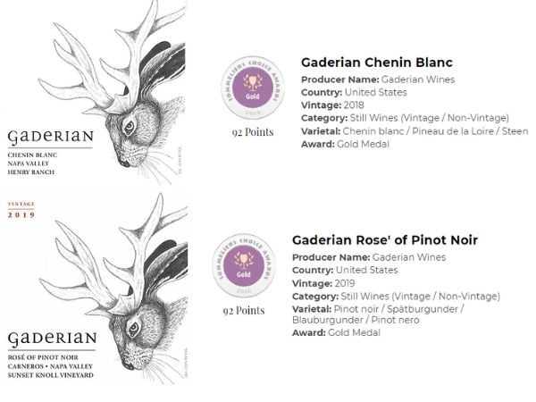 2019 Rose of Pinot Noir and 2019 Chenin Blanc both won 92 points and a gold medal at the 2020 Sommeliers Choice Awards.