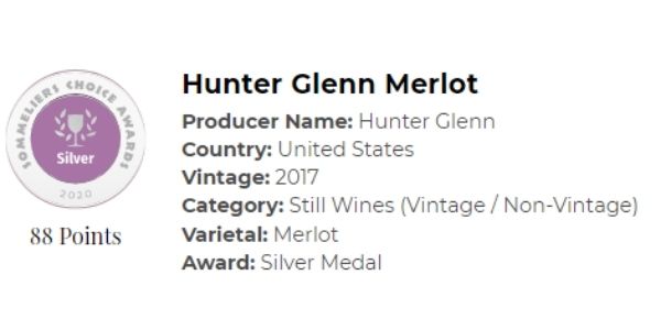 2017 Merlot - Silver Medal at the 2020 Sommeliers Choice Awards